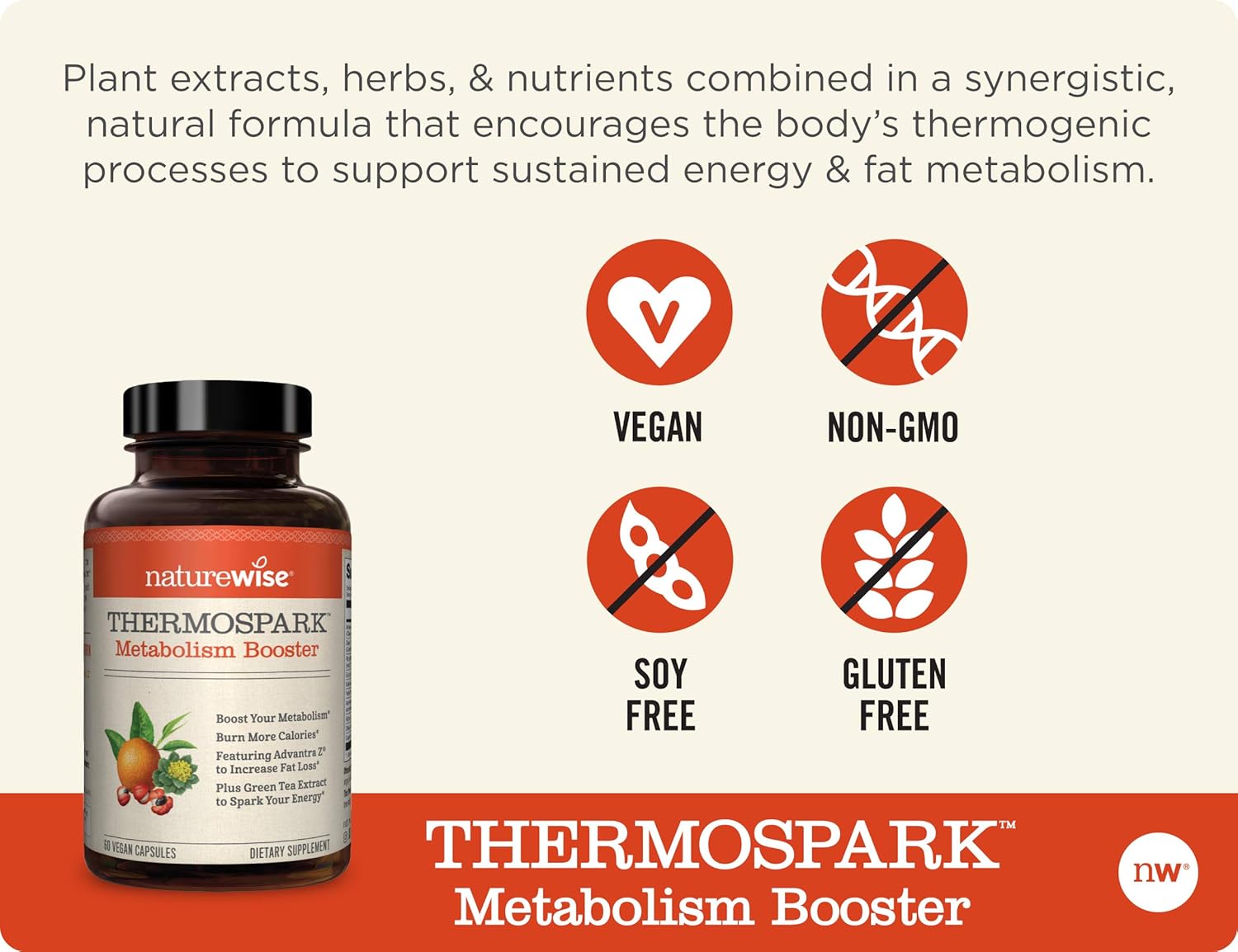 NatureWise Thermo Blend Metabolism Booster | Natural Thermogenic Fat Burner Appetite Suppressant & Weight Loss Pills for Men & Women | Green Tea Extract & Bitter Orange, Vegan, & Gluten Free [1 Month]: Health & Personal Care