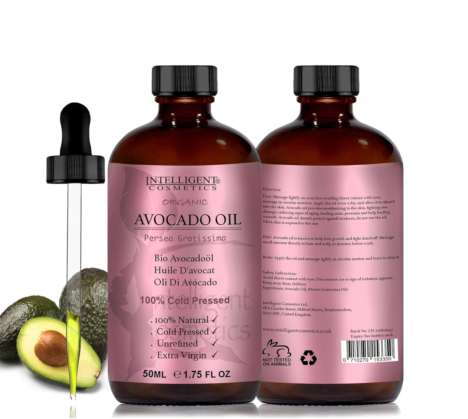 Avocado Oil 100 Cold Pressed Certified Organic, Virgin, Unrefined