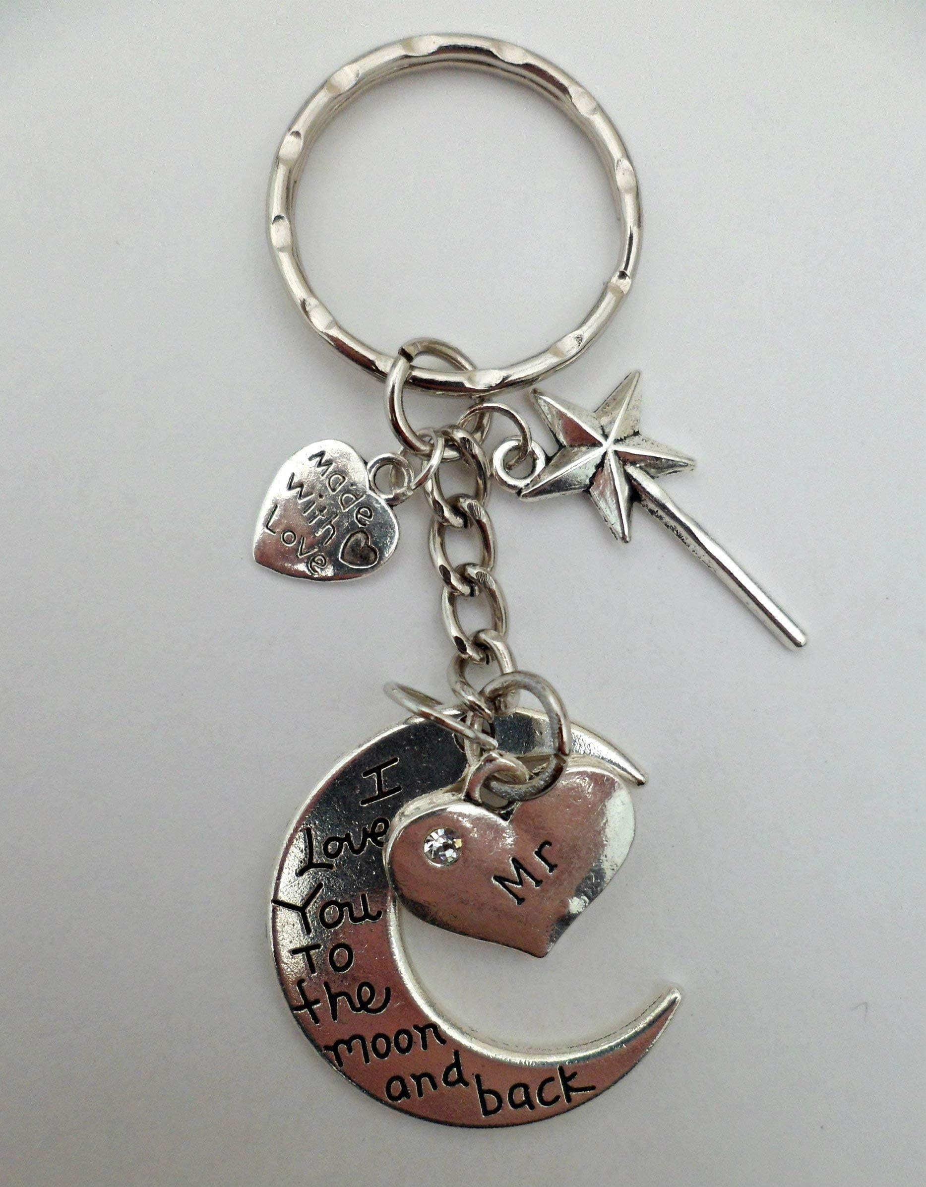 I Love you to the Moon and Back Keyring Mr Heart Charm Magic Wand