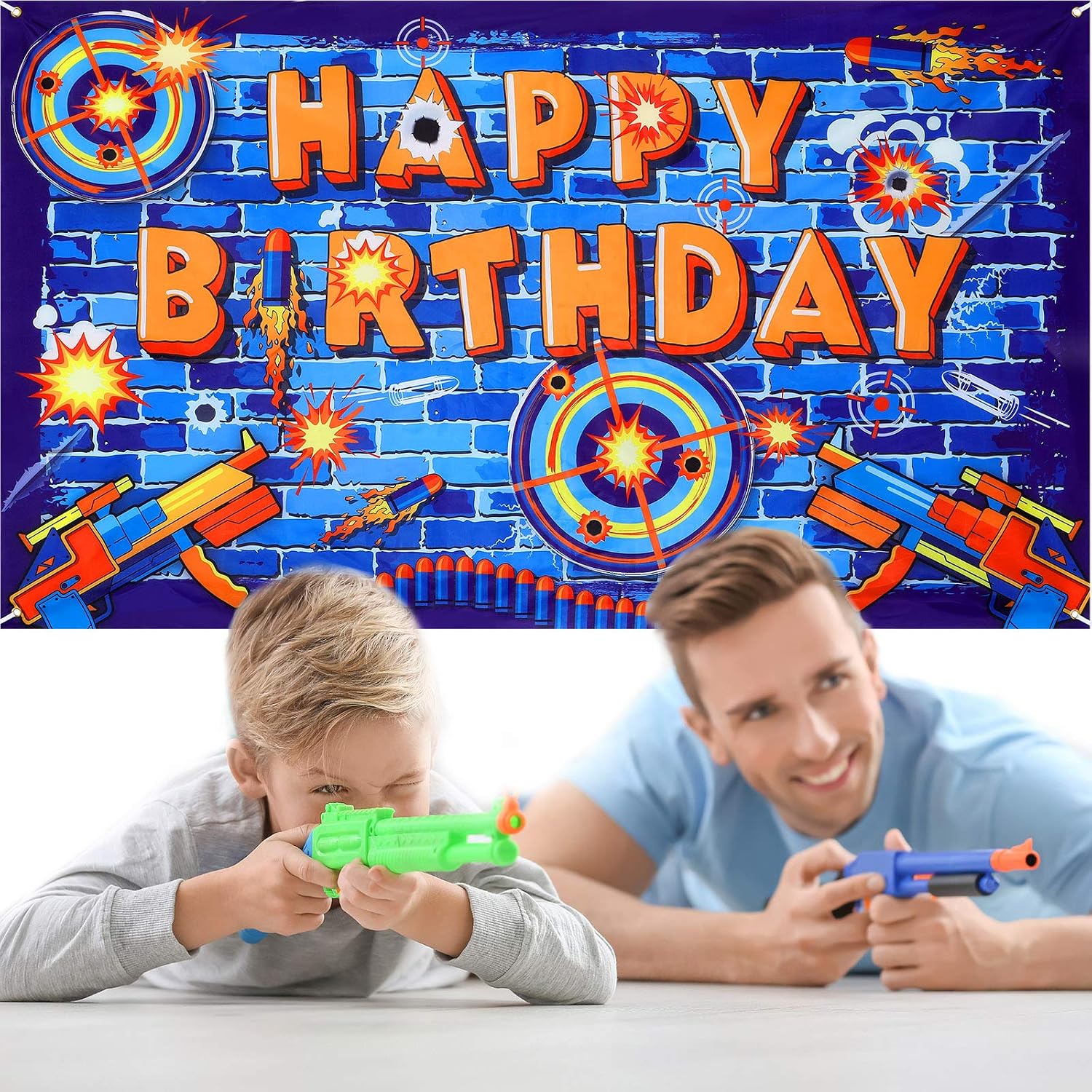 1 x 6 x 3.6 Foot Dart Party Background Dart Happy Birthday Background Target Shooting Photography Background for Dart Birthday Party Decoration Supplies Photo Booth Props - Image 5