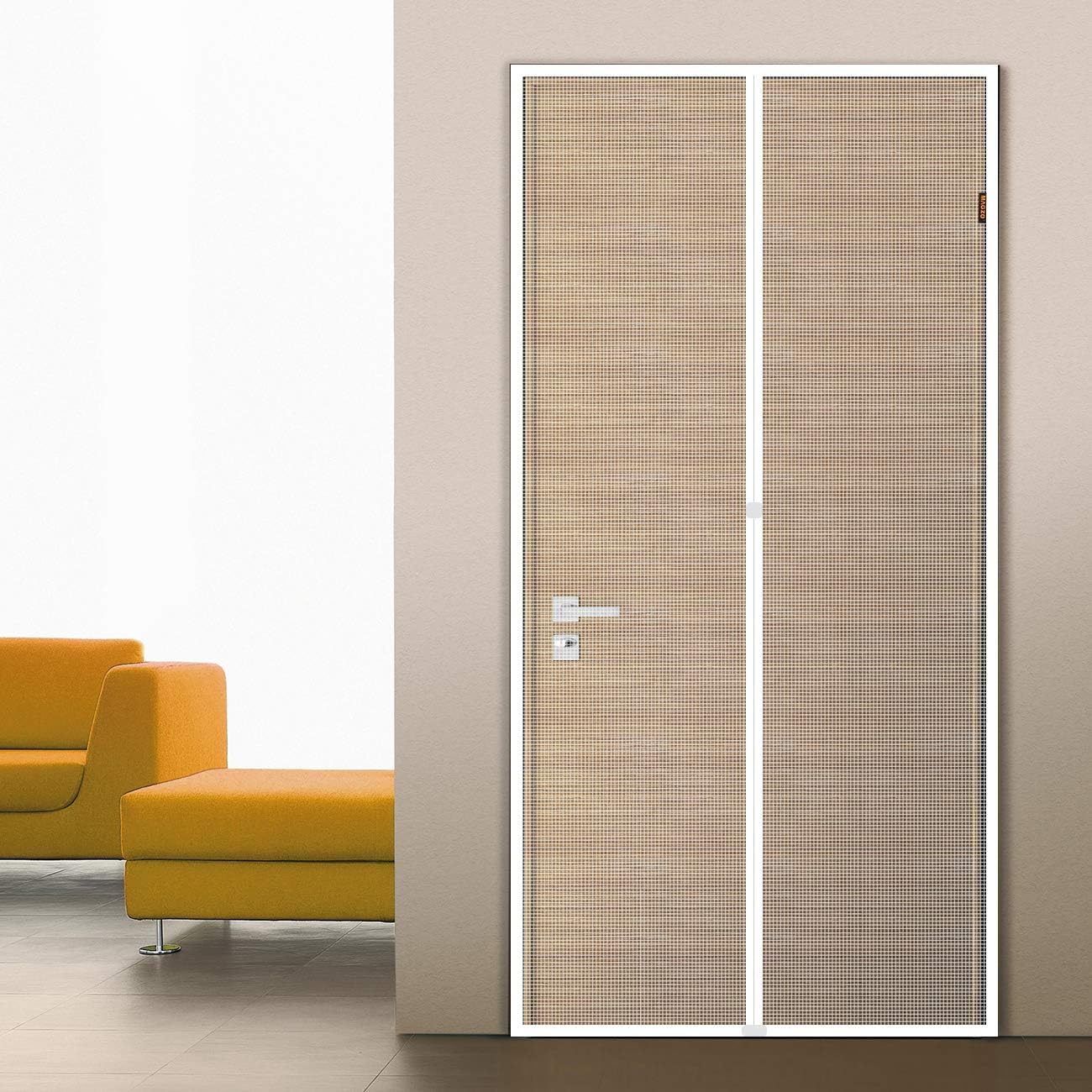 MAGZO Magnet Screen Door 32 x 80, Magnetic Mesh with Heavy Duty for Entry Door Fits Door Size up to 32"x80" Max-White - - 