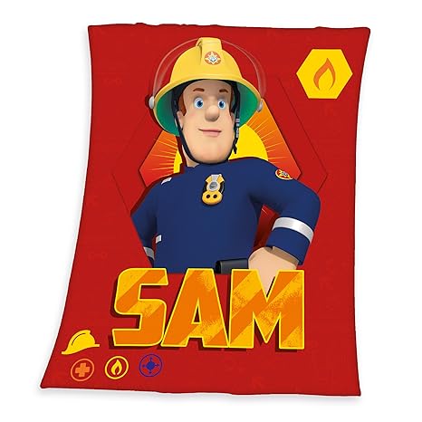 Herding FEUERWEHRMANN SAM Fleece-Kuscheldecke, 130 x 160 cm, Polyester