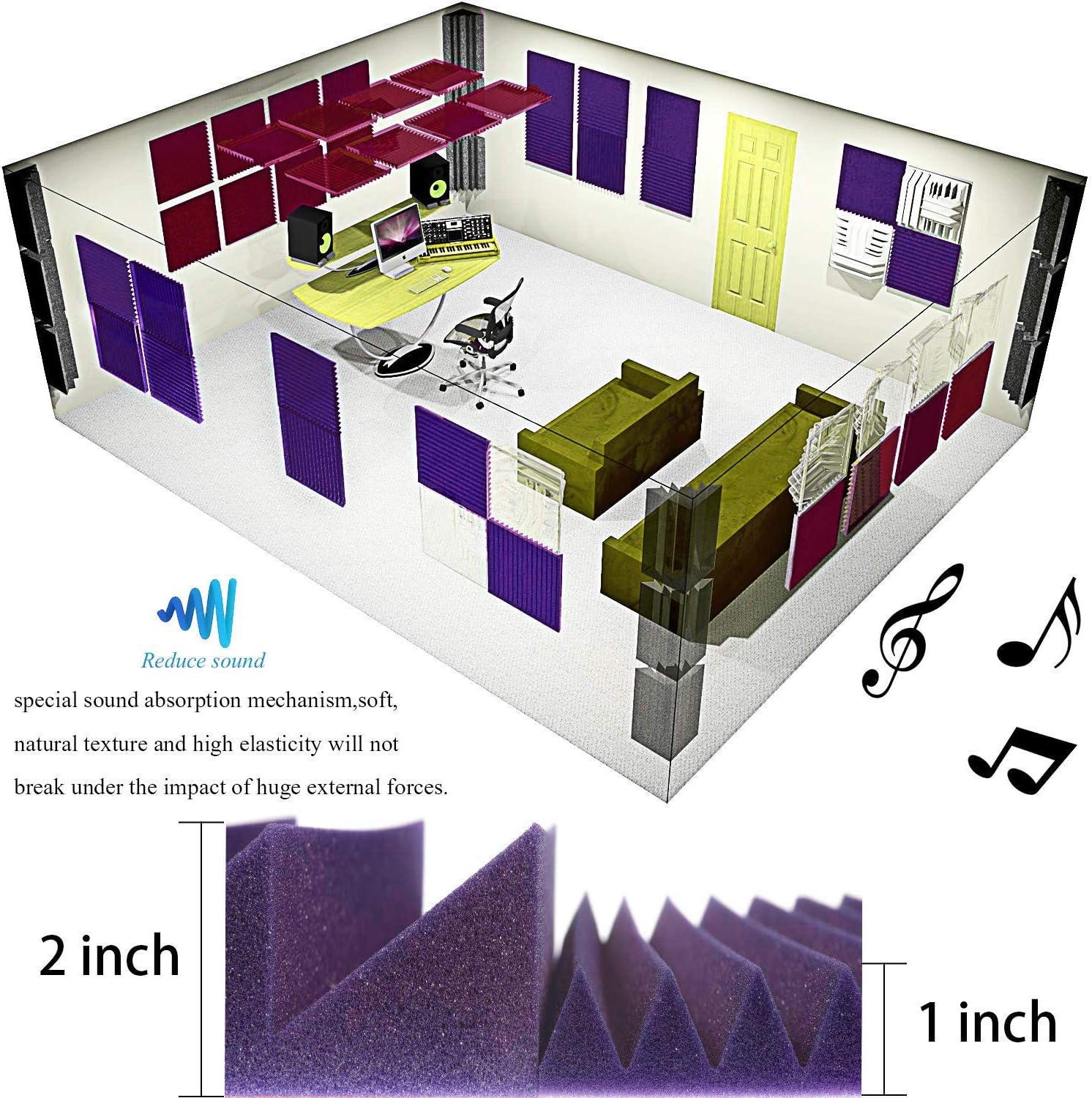 Acoustic Panels Studio Foam Sound Proof Panels Noise Dampening Foam acoustic-panels-studio-foam-sound-proof-panels-noise-dampening-foam