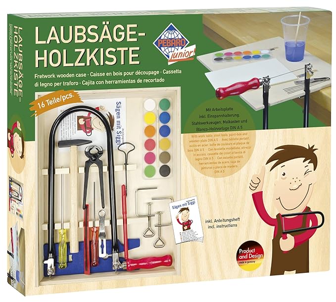 Pebaro 429S - Laubsäge-Set in der Holzbox mit Arbeitsplatte