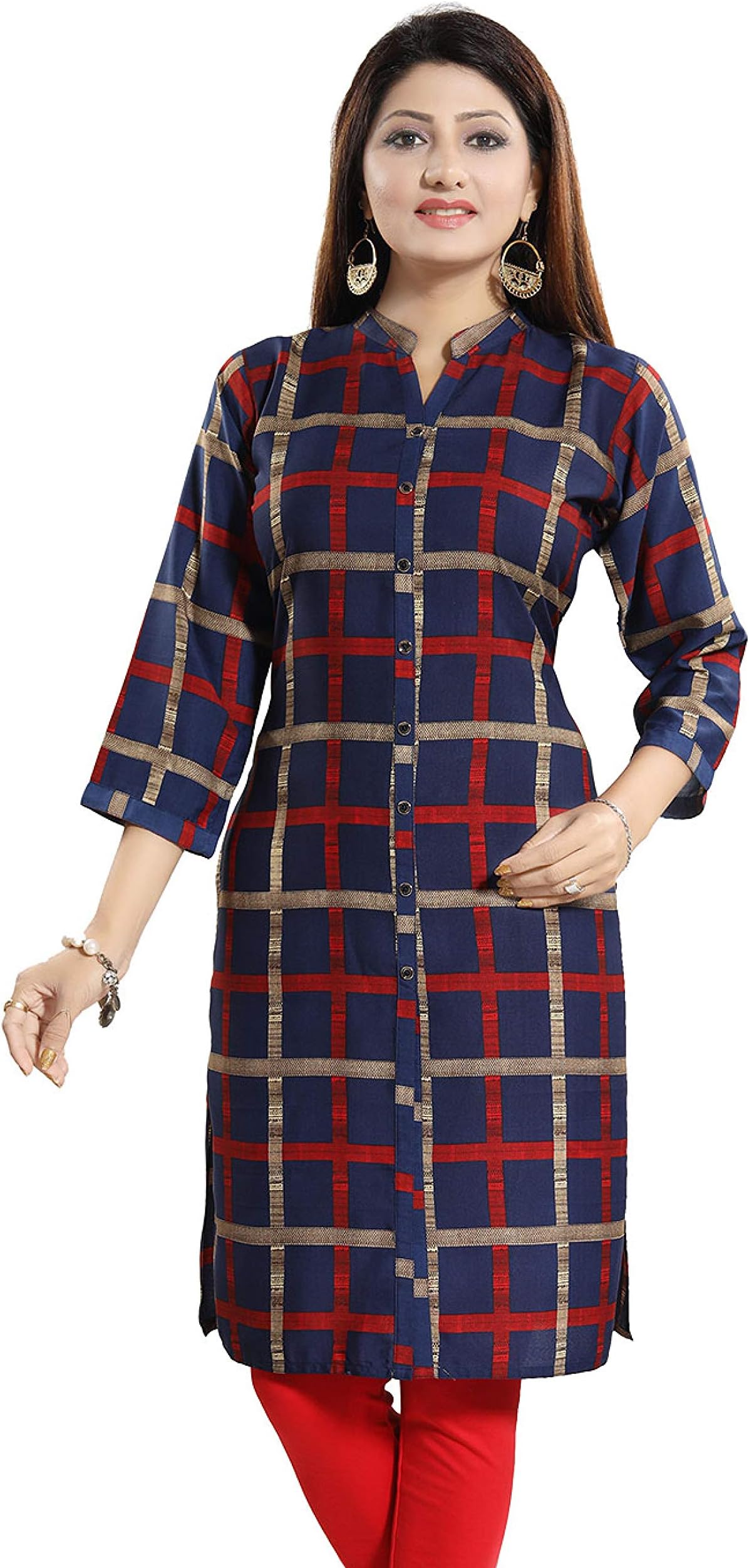 Meher Impex Dark Blue Crepe Front Slit Kurta