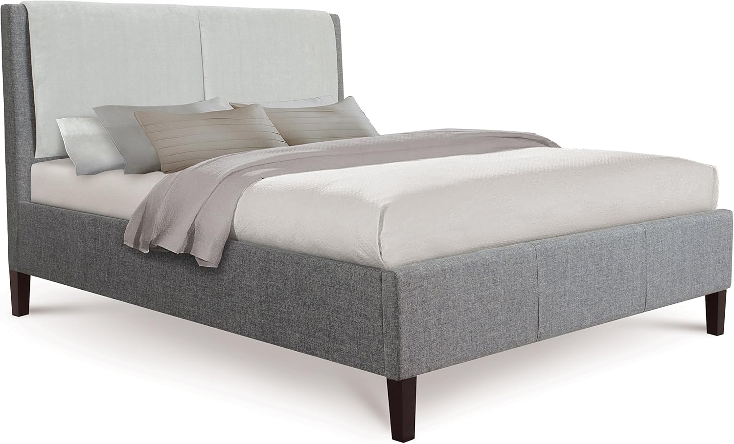 Otto-Garrison Contemporáneo Dos Tonos Tela Cama, Tamaño King Size, Gris