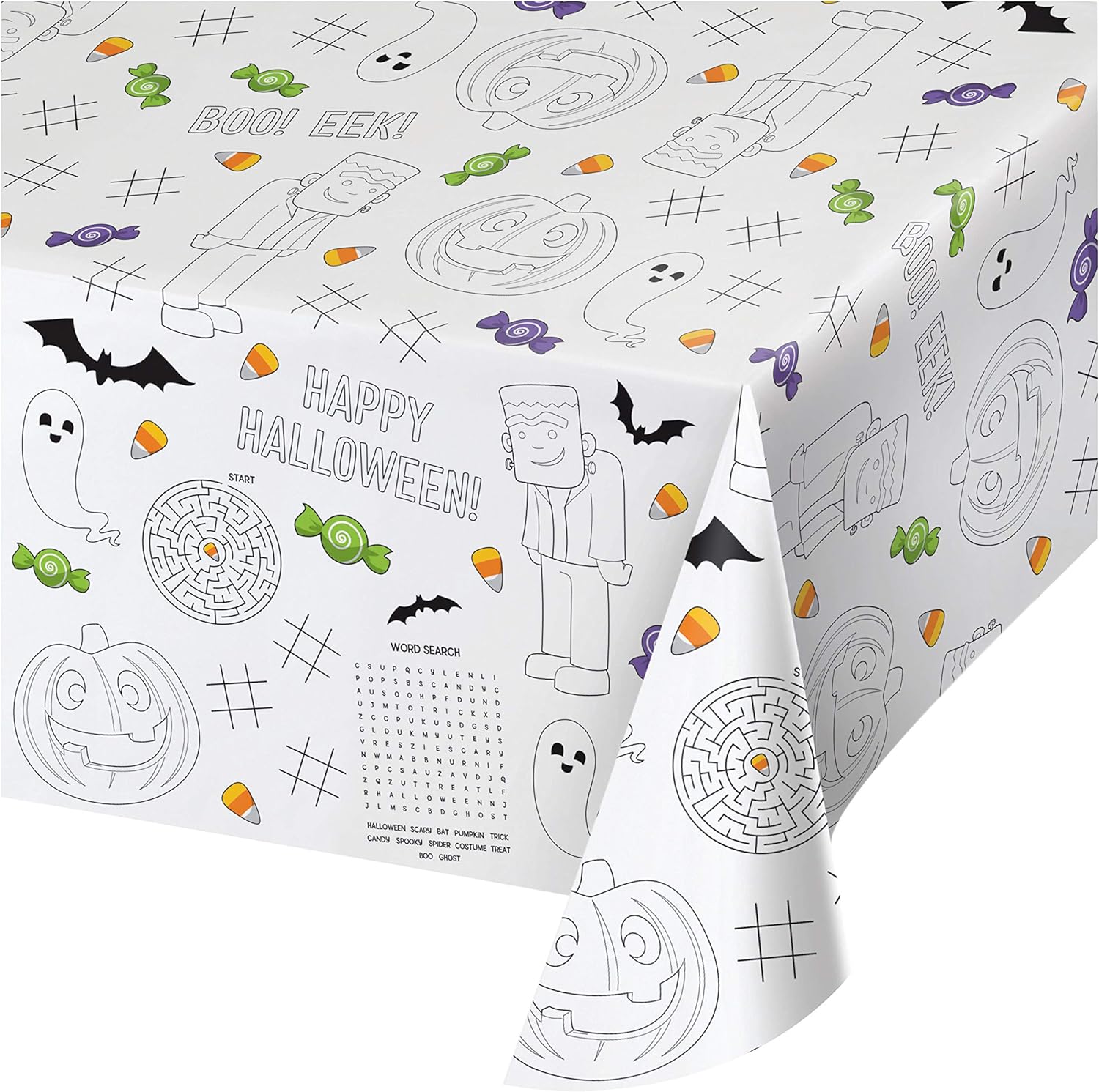 Creative Converting Halloween Paper Activity Tablecloth, 54