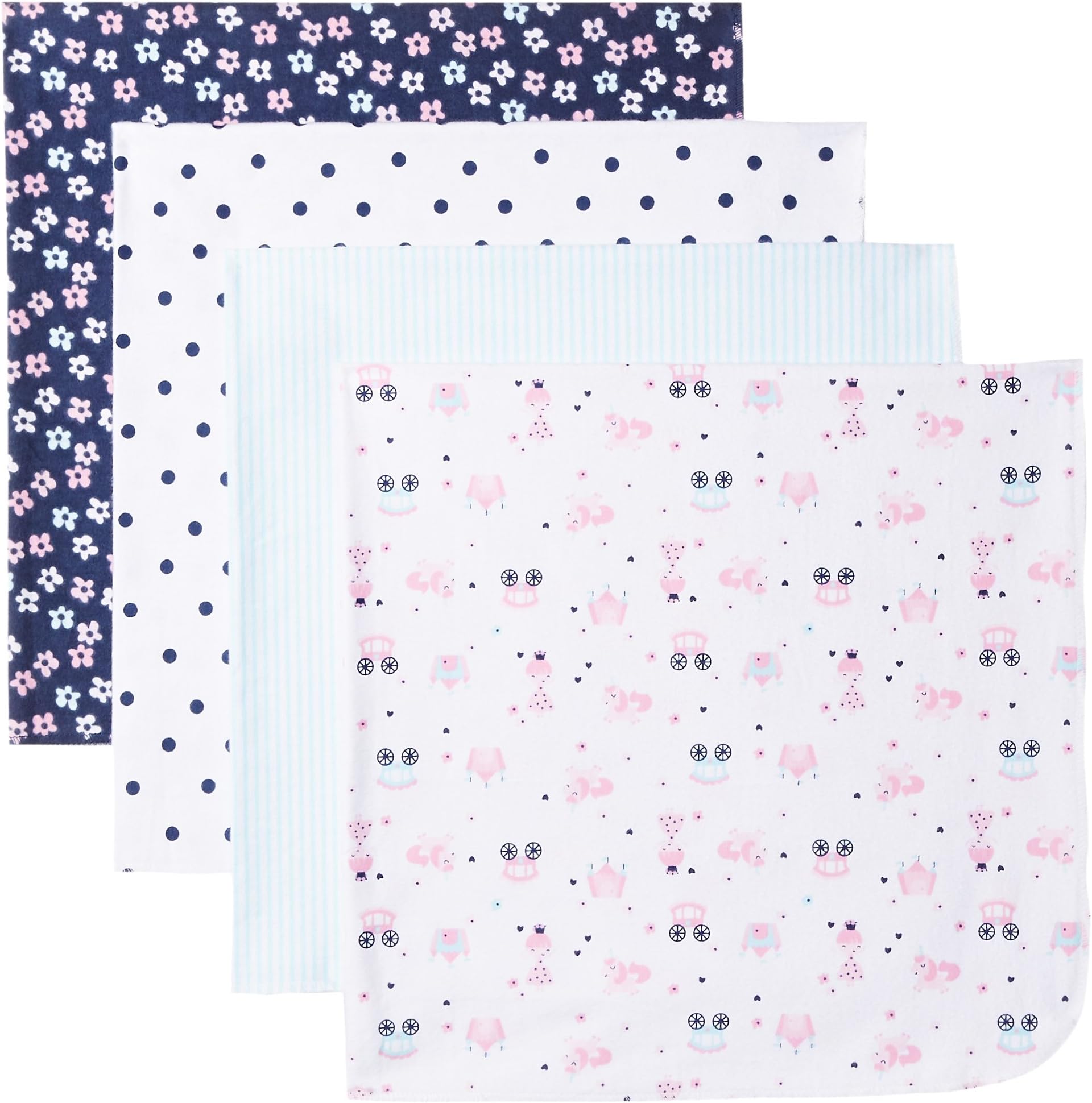 Gerber Baby Girls' 4-Pack Flannel Receiving Blanket, Pink Princess, 30" x 30"
