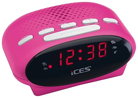 iCES ICR-210 Uhrenradio (2X Weckzeiten, Schlummerfunktion, Sleeptimer) pink