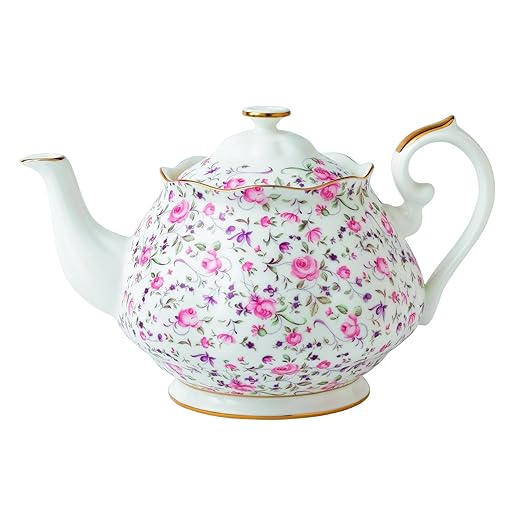 Royal Albert Rose Confetti Formal Vintage Teapot, White