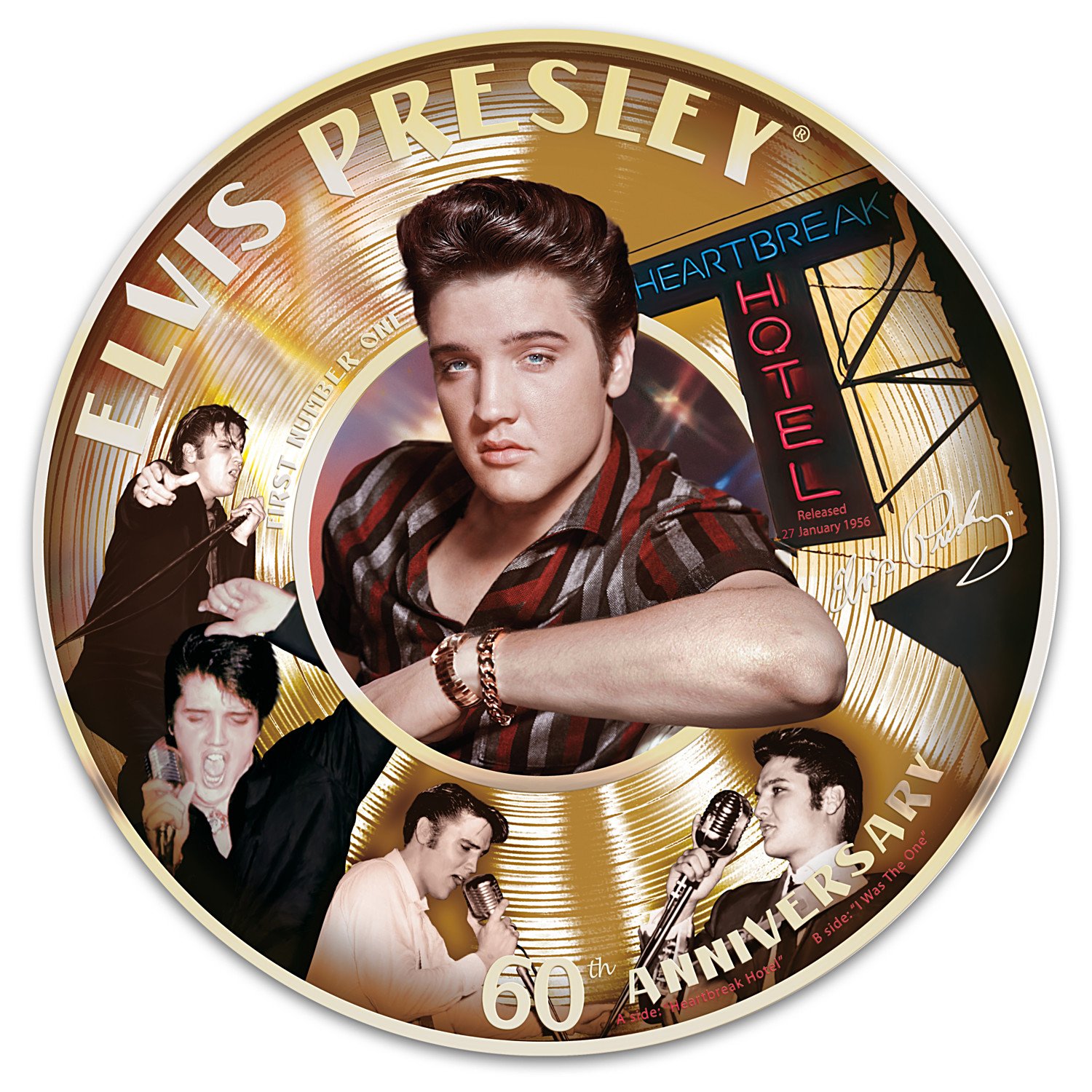 Elvis Presley 60th First Number 1 Record Porcelain Collector Plate by Bradford eBay