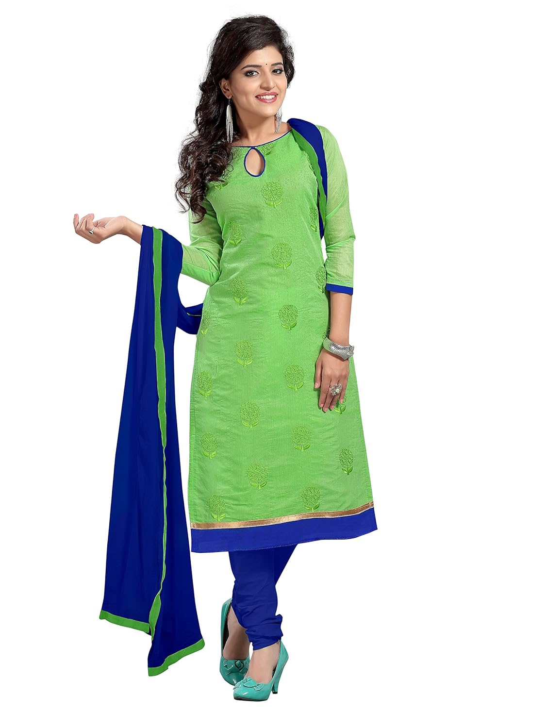 florence women's cotton salwar suit dress material(sb-2901_green_free size)