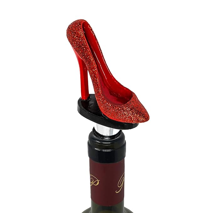 IXIA Trends Glitzer rot Weinaccessoire High Heels Schuh Weinverschluss/Weinstopper/Weinstopfen ideal als Geschenk mit Einer R