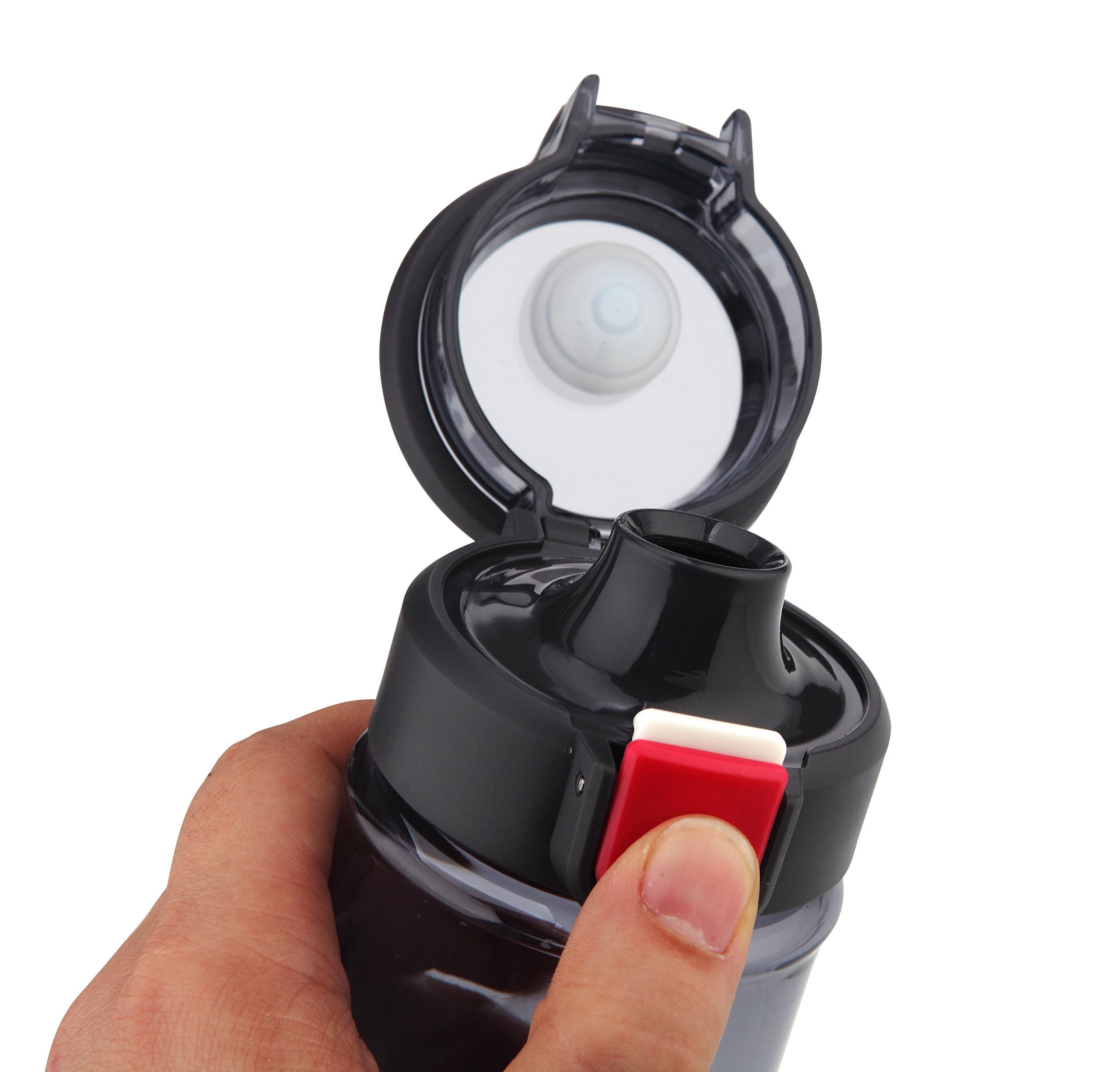 Hochwertige Trinkflasche BPA-frei aus Tritan mit Fruchtsieb für Alltag Sport Freizeit Schule Reisen, 730ml, Sichere 1-Klick-Öffnung, Auslaufsicher, spülmaschinengeeignet (Rot, 730ml (24.6oz))