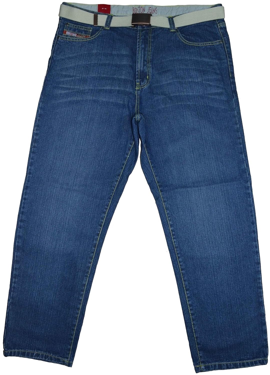 Mens Denim Jeans Plain Coloured with Free Belt Inside Leg 30 and 32 Inches Big Sizes Waist 42 to
