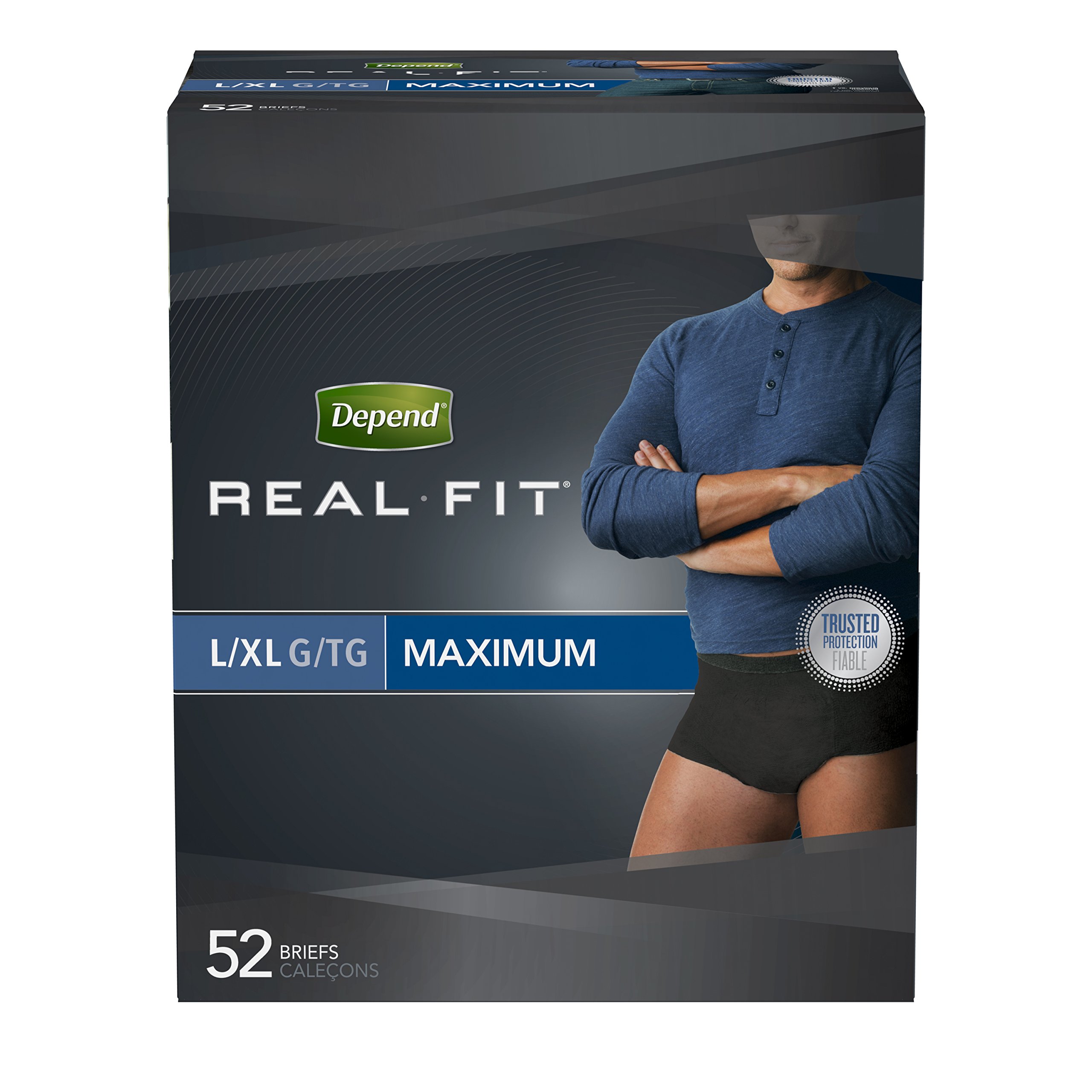 DEPEND Real Fit Incontinence Briefs For Men Maximum Absorbency L XL