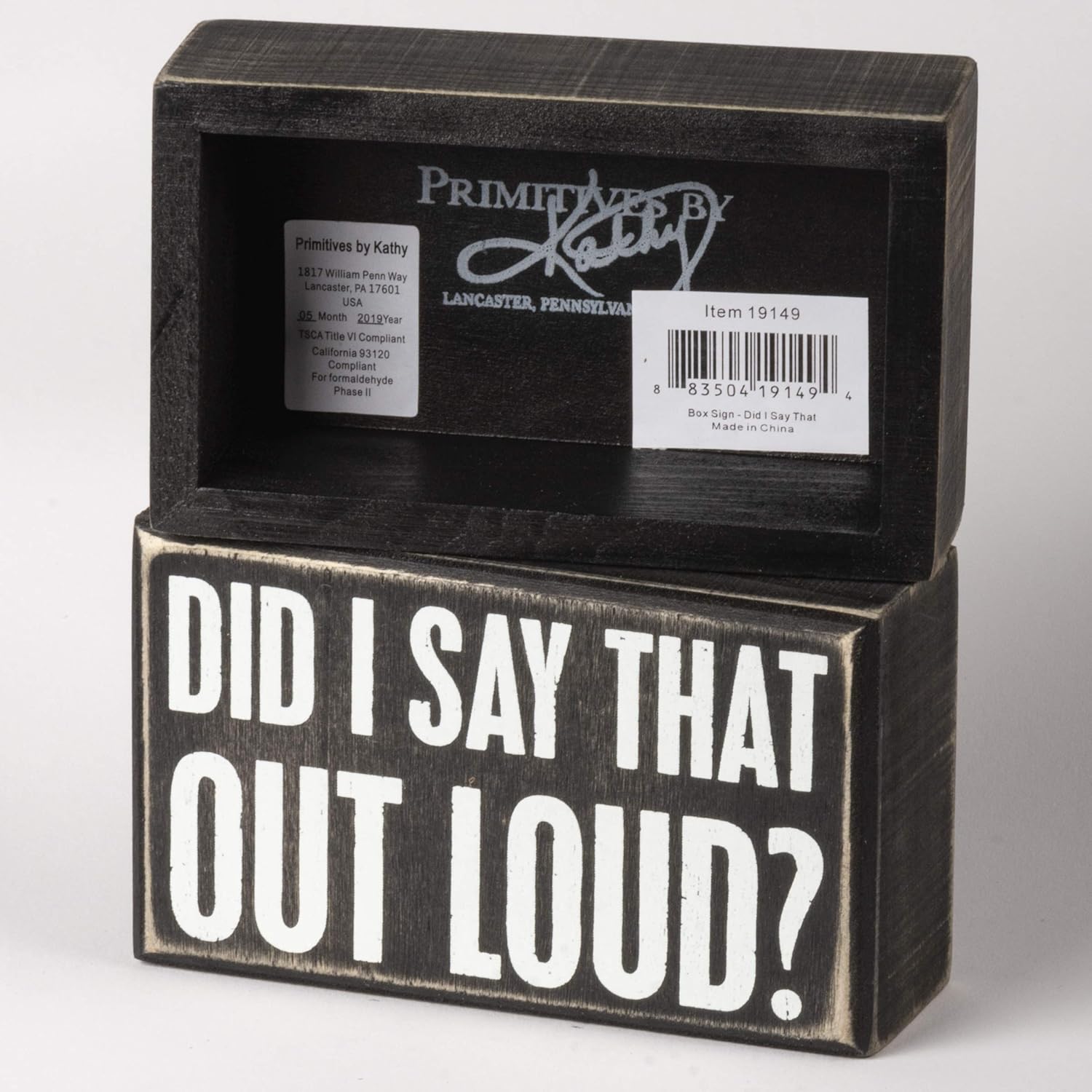 Primitives by Kathy 25172 Pinstriped Trimmed Box Sign, 5-Inch by 5-Inch, Relax We're All Crazy: Home & Kitchen