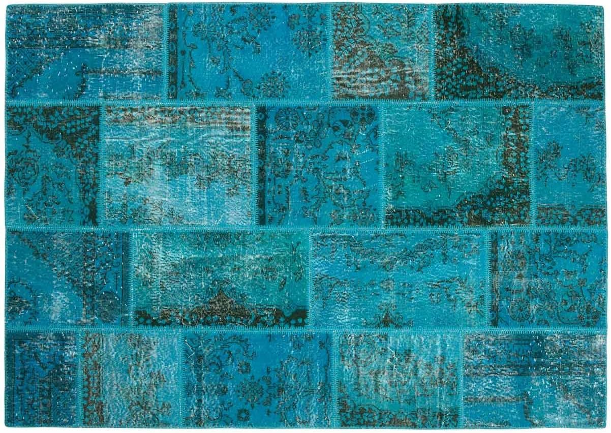 Sukhi Hatice:Patchwork Overdyed Carpet Turkish Blue Turquoise Colours 80cm to 400cm (300cm x 400cm / 9' 10.1'' x 13' 1.4'')