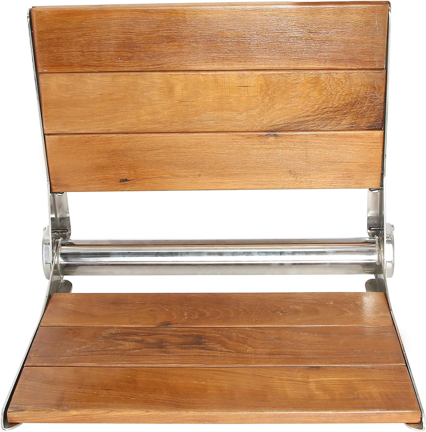 YaeGarden Teak Folding Shower Seat Wall Mounted Solid Wood
