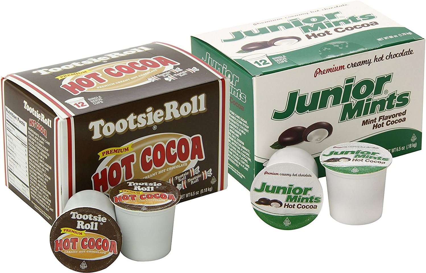 Junior Mint & Tootsie Roll Hot Cocoa for Keurig K-Cup Brewers, 12 Count (Variety Pack of 2 Bundle)