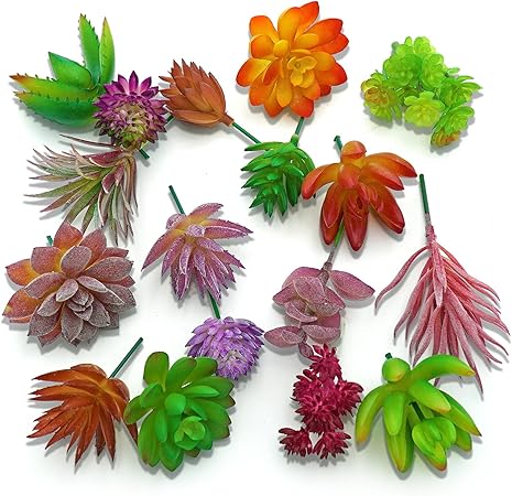 Immigoo 17 Pcs Succulentes Artificielles Plantes Artificielles Realistes Fausses Plantes Grasses Fleur Plante Artificielle Verte Mini Cactus Aloe Succulentes Jaune Rouge Verte Violet Etc Pour Diy Decoration Maison Jardin Table Bureau Salon
