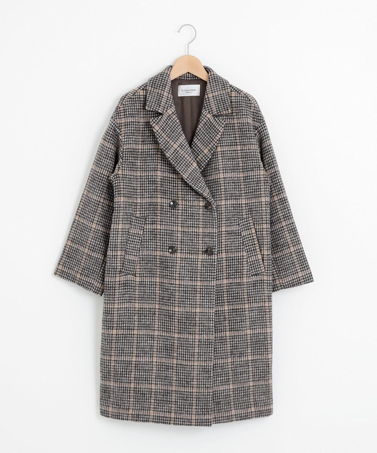 ルクールブラン Le Coeur Blanc グレンチェックチェスターコート ３８ ベージュ柄 コート ジャケット 通販 Amazon