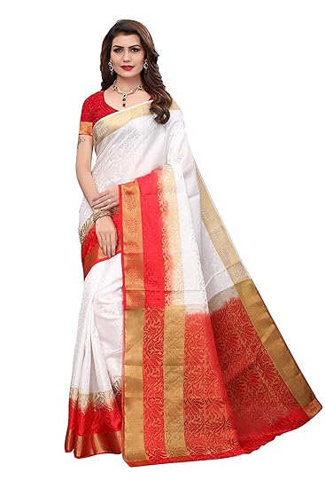 Women's Art Silk Jecqured Border Saree With Blouse Piece (Free Size)