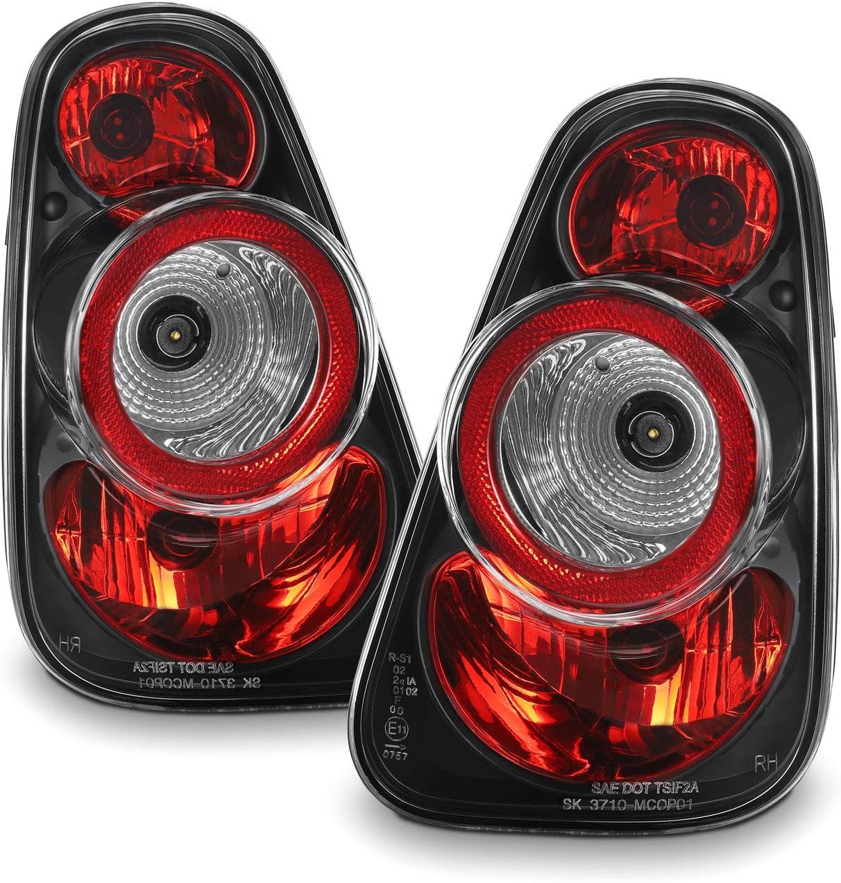 For 2002-2006 Mini Cooper Hatchback 2005-2008 Mini Cooper Convertibles Black Tail Lights Pair