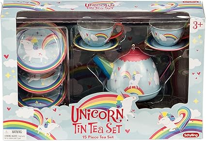 unicorn tin tea set