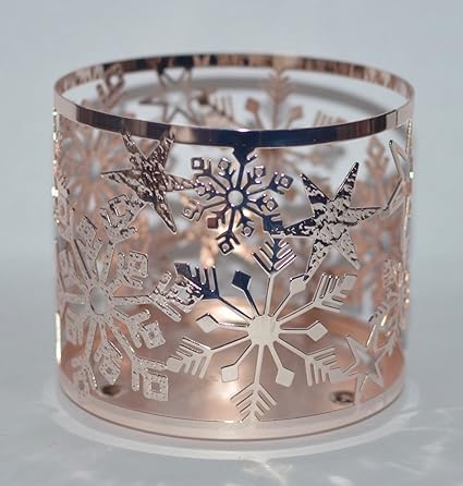 Bath And Body Works White Barn Candle Sleeve Holder Rose Gold Stars And Snowflake Holds Your Favorite 3 Wick Candle