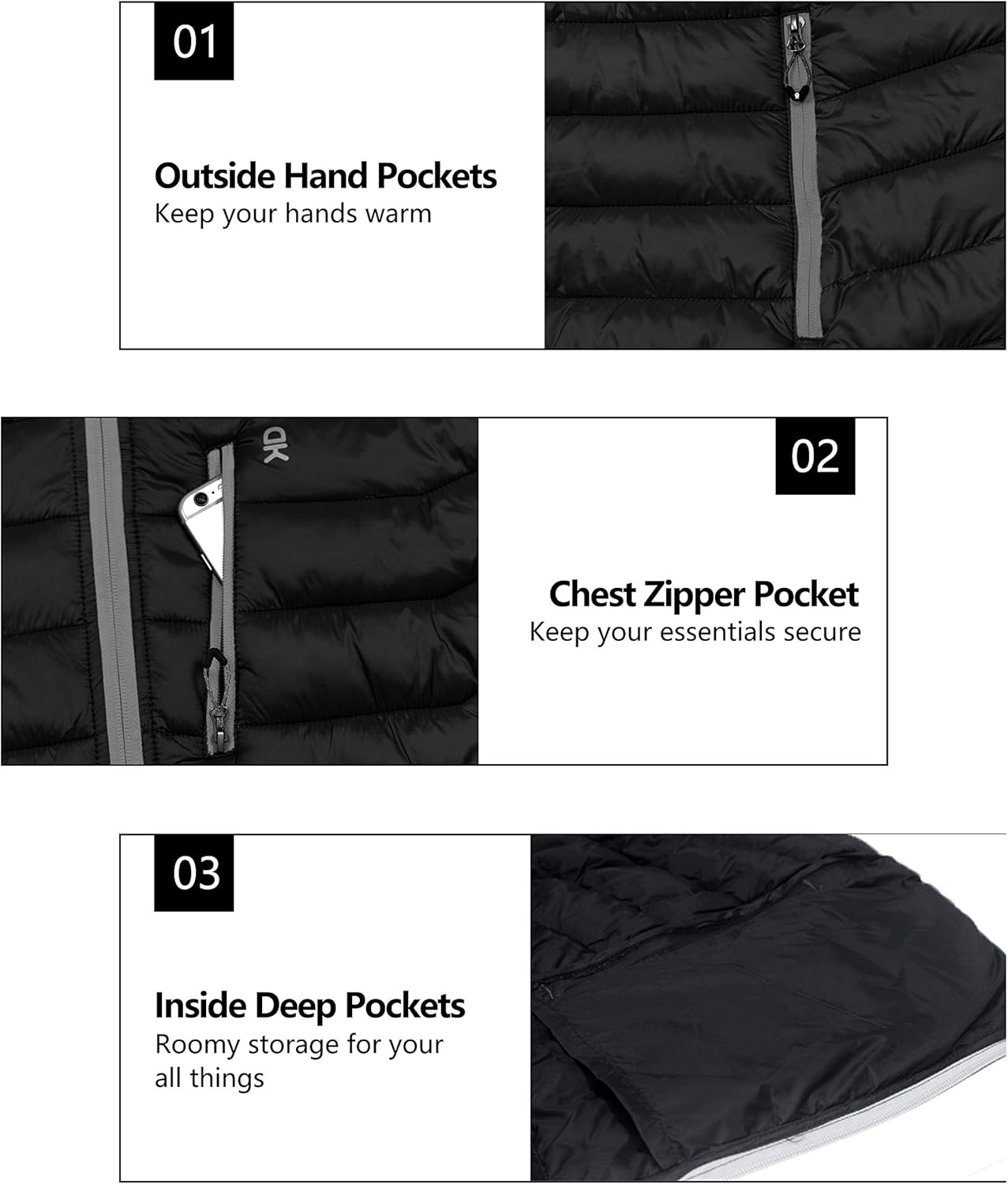 Little Donkey Andy Men's Packable Lightweight Puffer Jacket Hooded Windproof Winter Coat with Recycled Insulation: Clothing