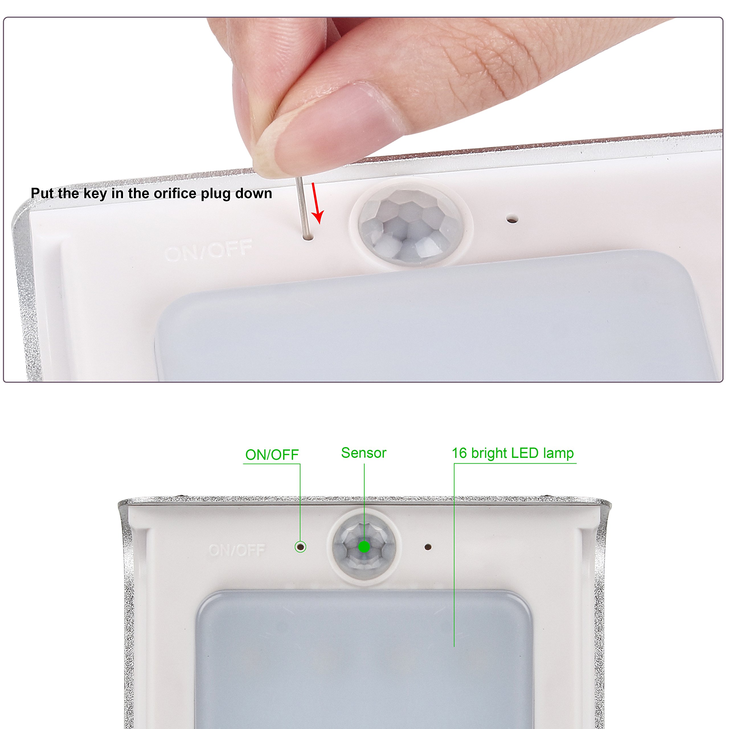 16 LED Solar Light, LTE Outdoor Wireless Solar Powered PIR Motion Sensor Security Wall Light Lamp with two Intelligent Modes for Garden, Patio and Pathway, Deck, Yard (2 PCS)