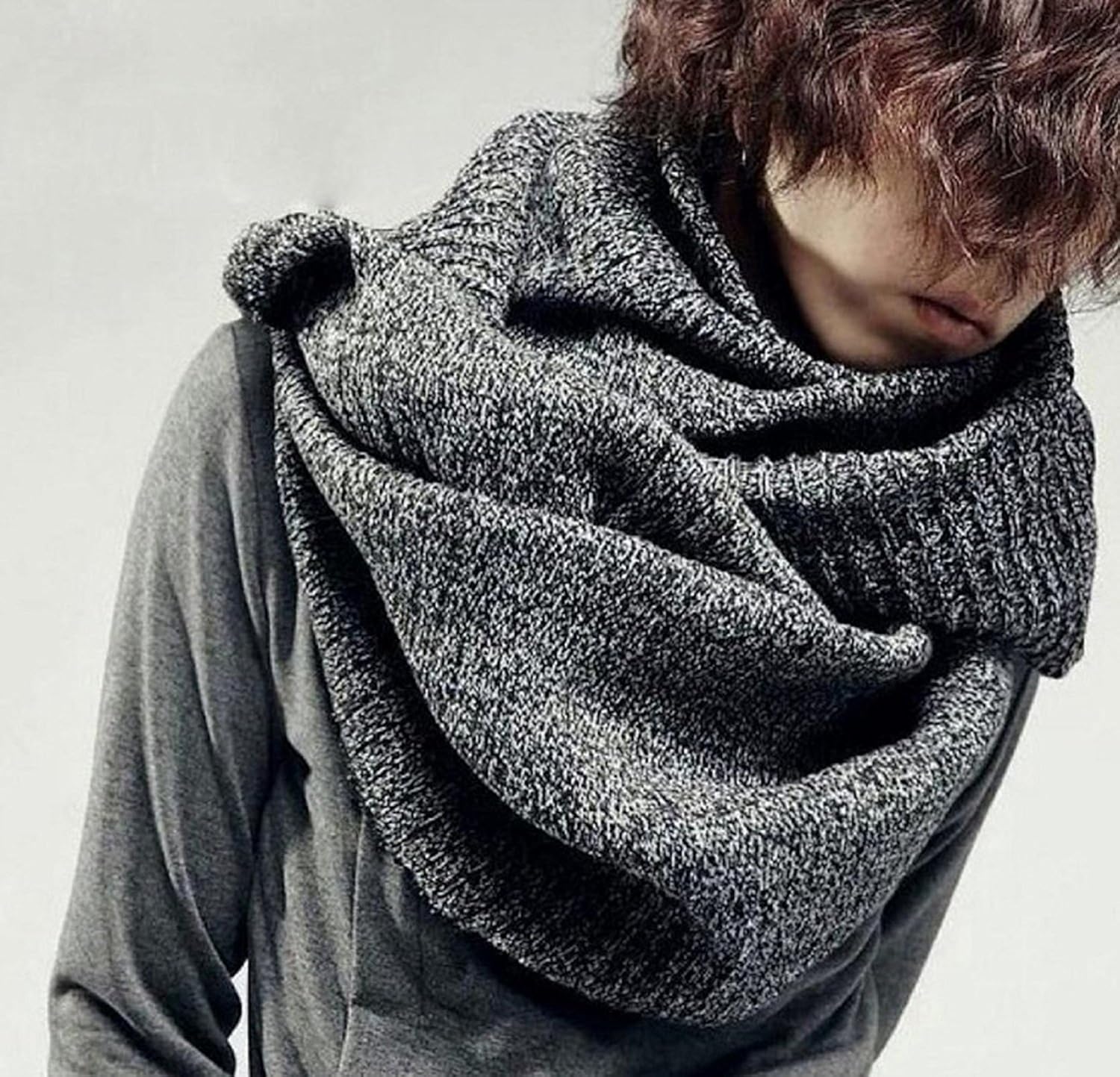Amazon Ludus Felix スヌード ネックウォーマー メンズ マフラー ストール おしゃれ 防寒 ボリューム 男性用 大判 グレー杢 ネックウォーマー 通販