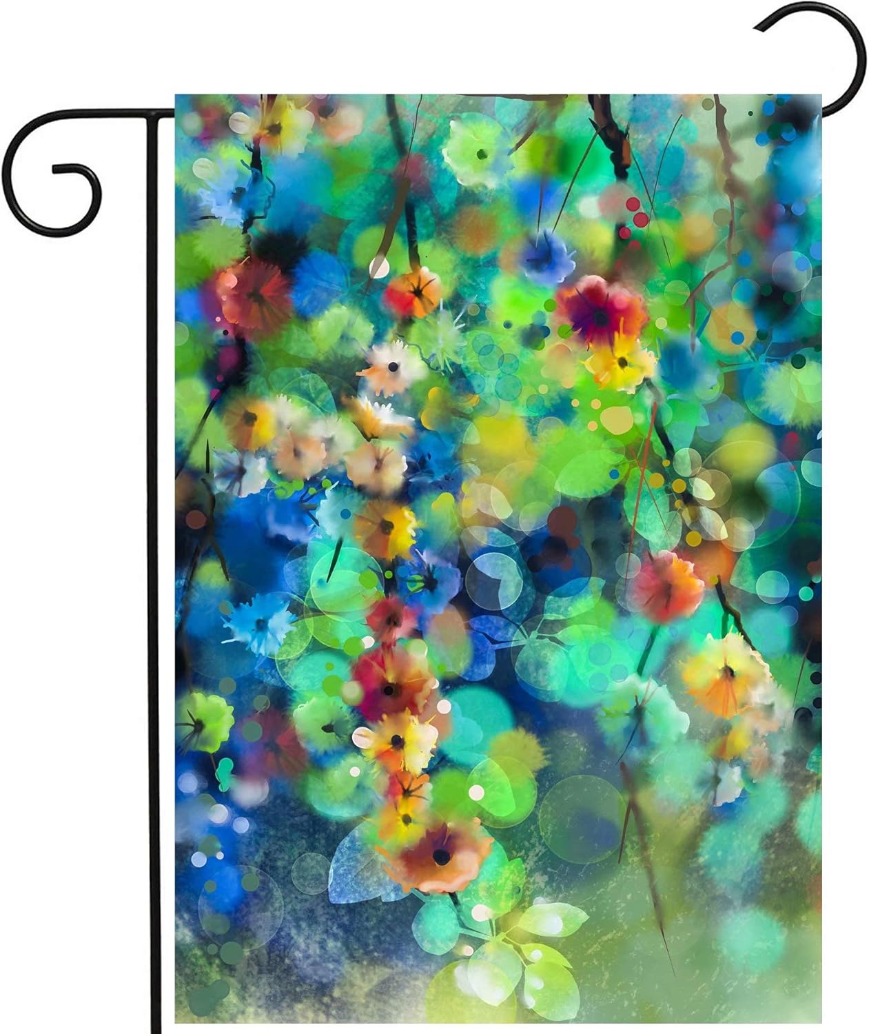 ShineSnow Watercolor Abstract Spring Seasonal Green Floral Leaves Flowers Nature Garden Yard Flag 12