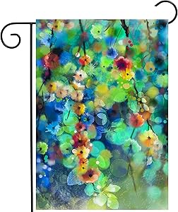 ShineSnow Watercolor Abstract Spring Seasonal Green Floral Leaves Flowers Nature Garden Yard Flag 12