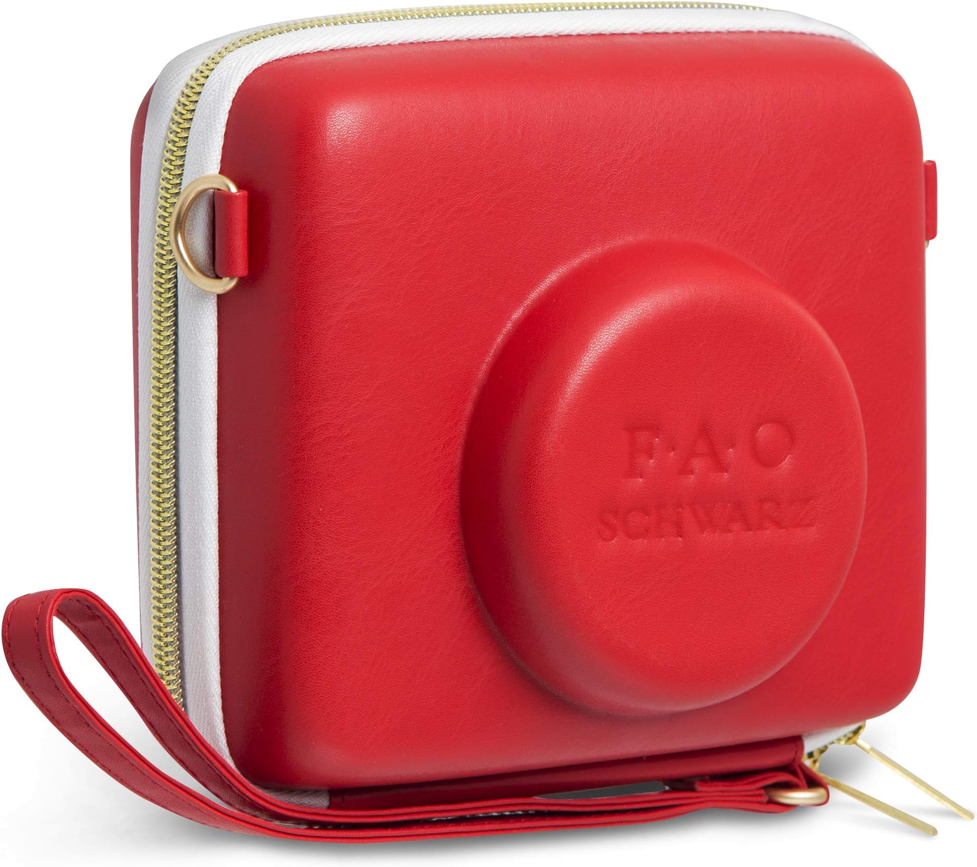 FAO Schwarz1003435 Instant Camera Case in Red Synthetic Leather with Zipper Closure, Custom Fit Instant Camera, Includes Wrist Strap