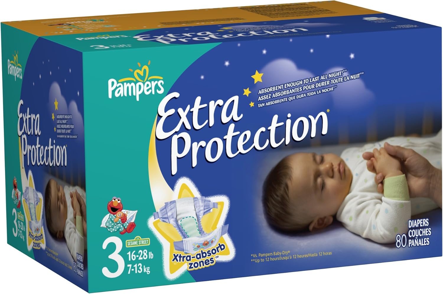 Pampers Extra Protection Size 3 Diapers Big Pack 80 Count Health & Personal Care