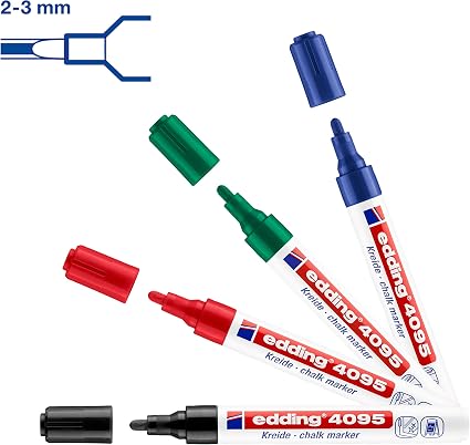 Edding 4095 Kreide Marker Bunt Rundspitze 2 3 Mm 4er Set