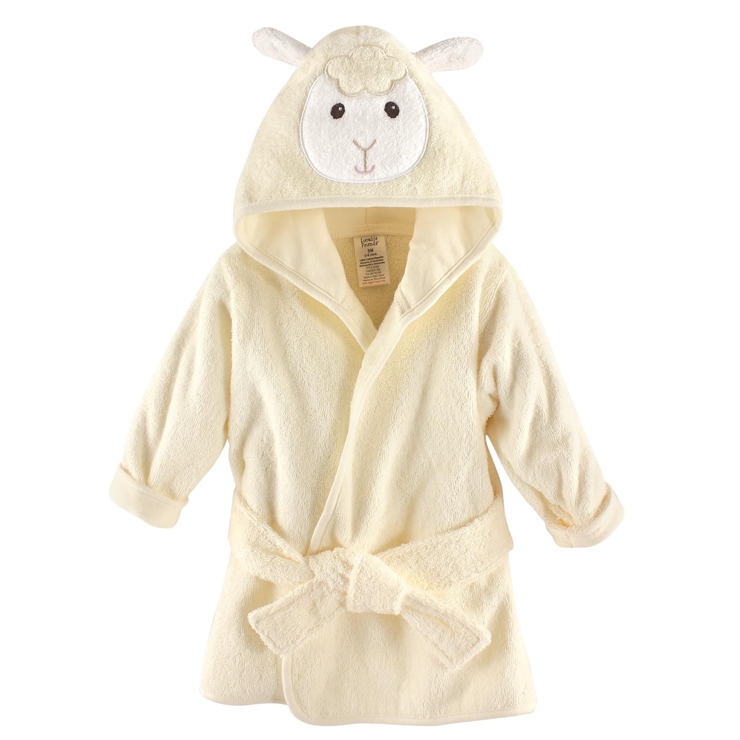 Luvable Friends Unisex Baby Cotton Animal Face Bathrobe, Bear, One Size : Baby