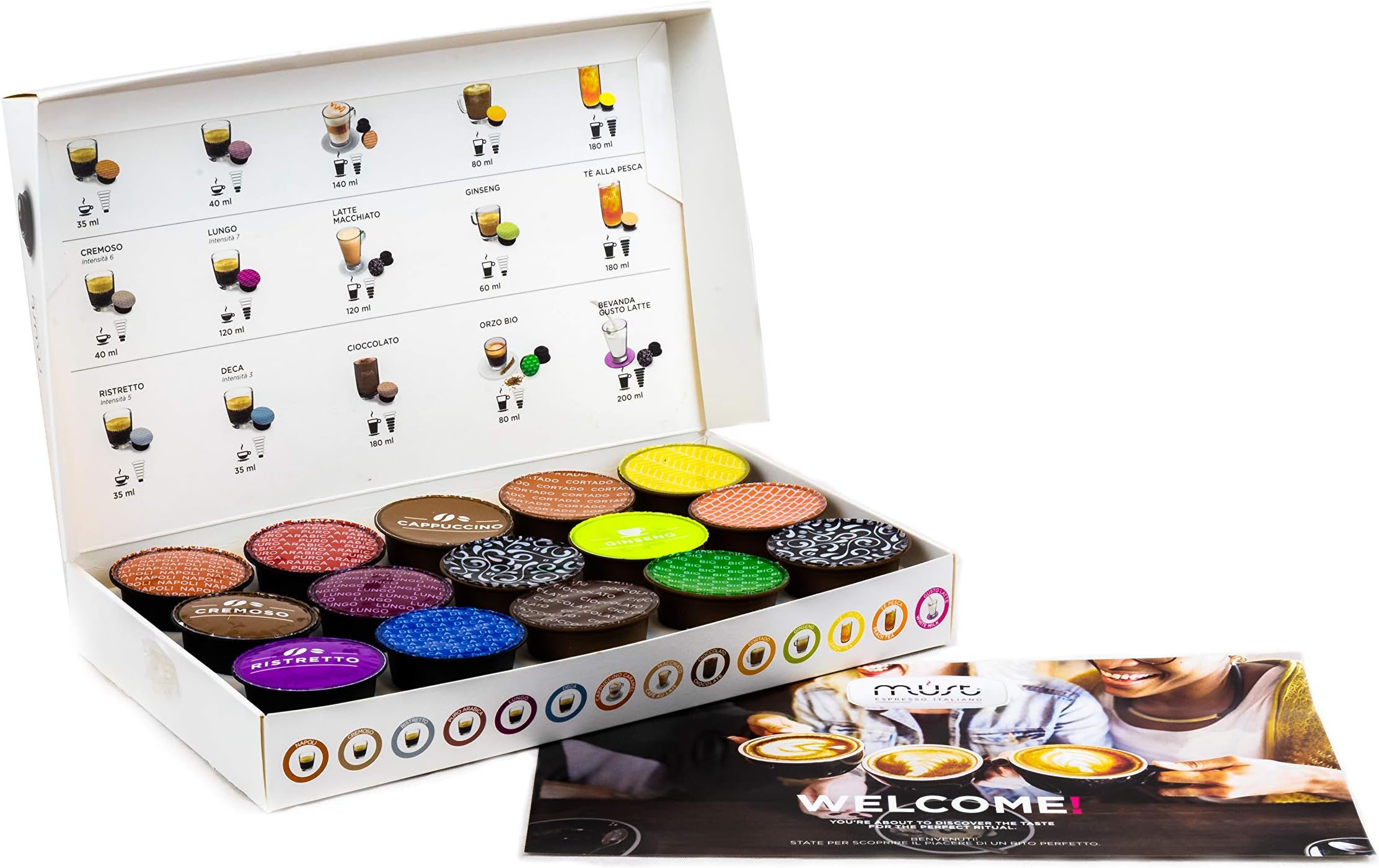 MUST 15 Pack of Mixed Coffee, Tea & Chocolate Flavour Capsules - Dolce Gusto Compatible Pods - Ideal Taster/ Start Pack