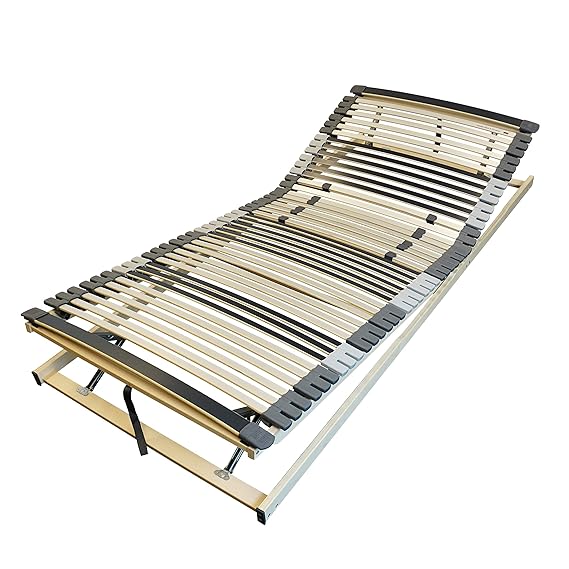 AM Qualitätsmatratzen Ergonomischer 7-Zonen Lattenrost - 90x190 cm - fertig montiert - 44 Leisten - Kopf- und Fußteil verstel