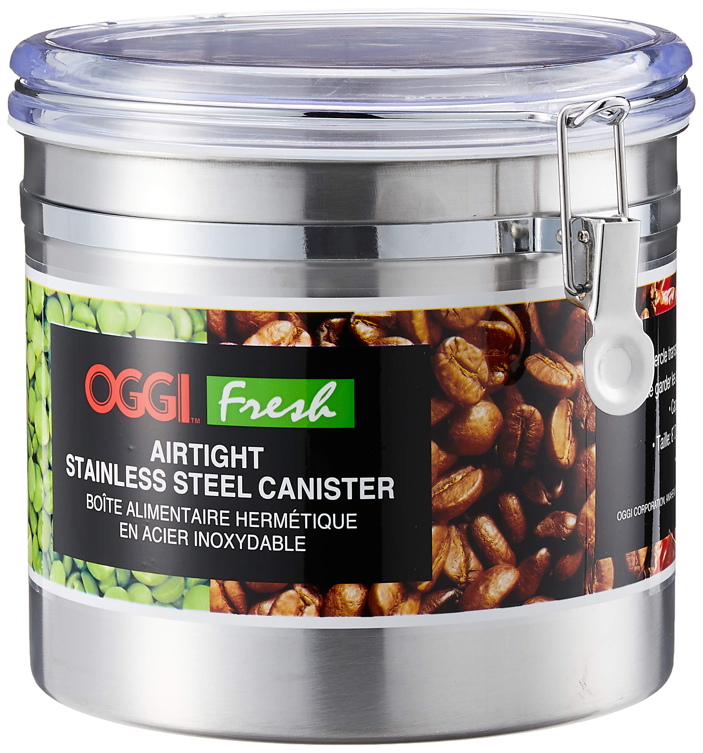 Oggi 150-ounce Stainless Steel Airtight Canister with ...