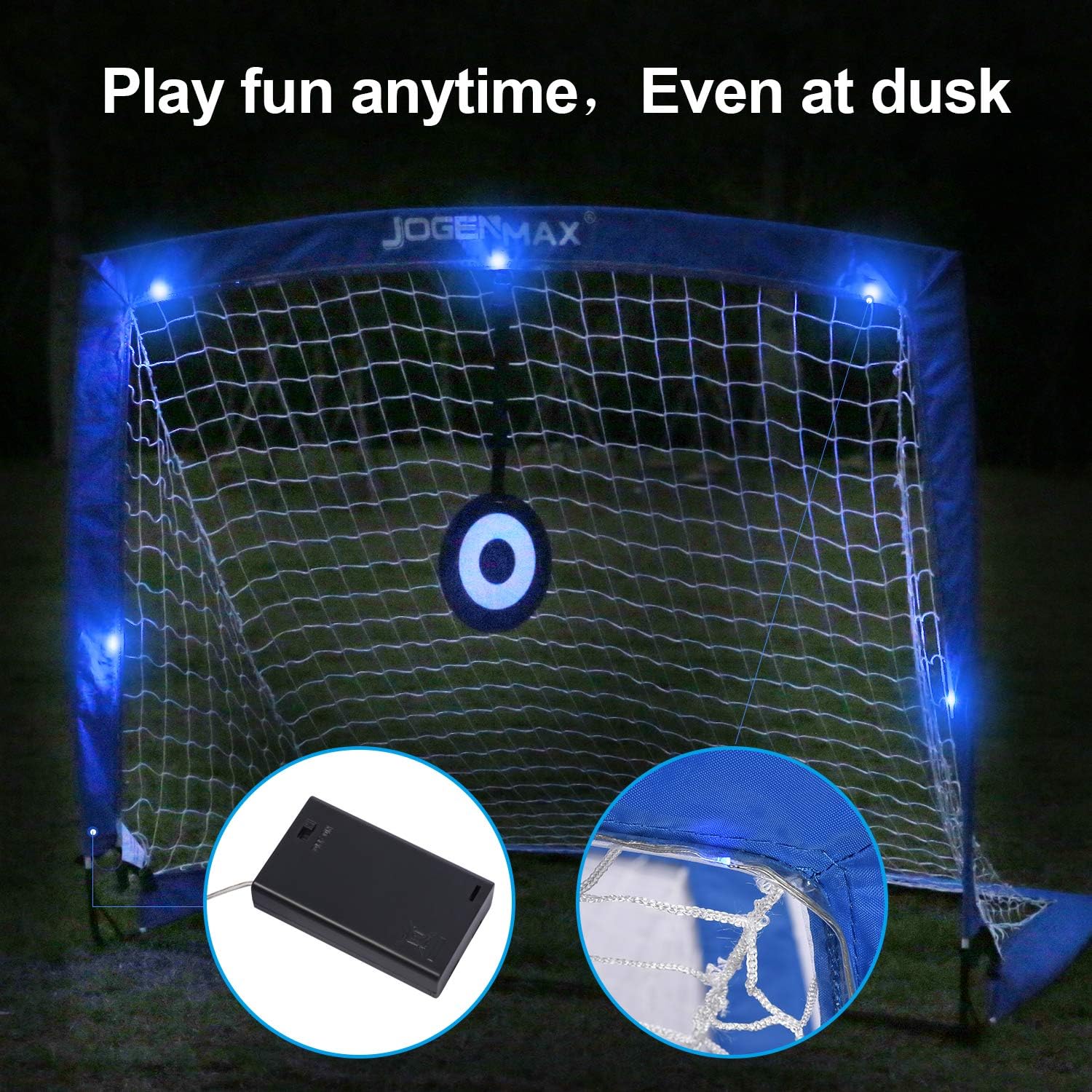 JOGENMAX Portable Soccer Goal, Pop Up Goal Nets with Aim Target, Set of 2, with Agility Training Cones, Led Lights and Portable Carrying Case for Kids & Adults Size 4‘X3’X3‘ : Sports & Outdoors