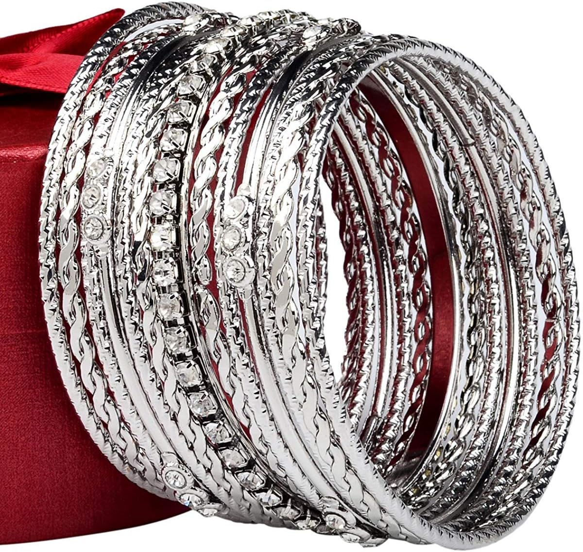 Women's Bangles High Polish 13 Pieces Stainless Steel Stackable Bracelets Bangle Set