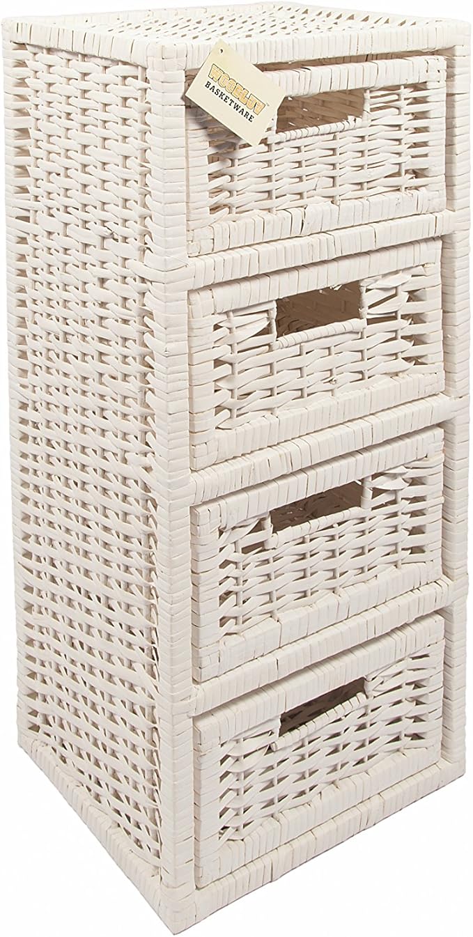 Amazon.de: woodluv Aufbewahrungseinheit aus Korbgeflecht mit 4