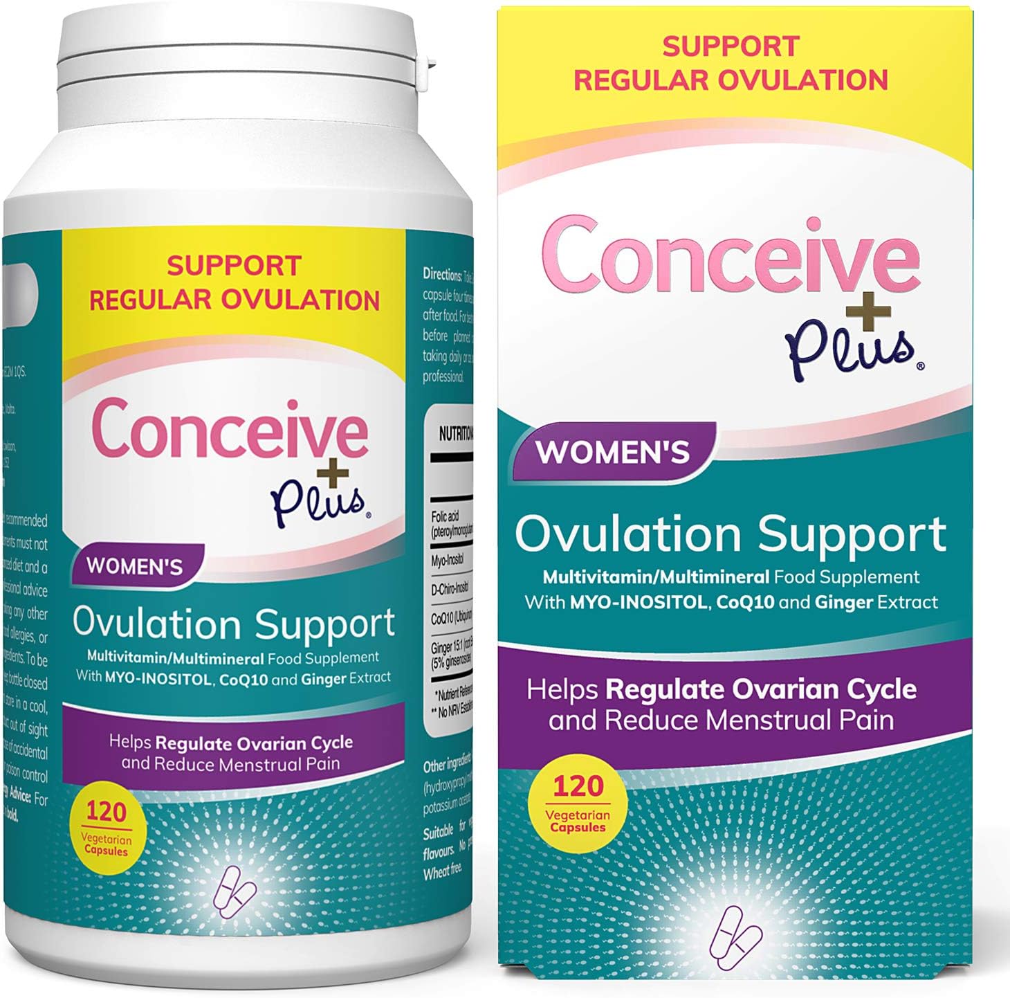 Conceive Plus Ovulation Support, PCOS Supplement with Myo-Inositol & D-Chiro Inositol, Folate, Ginger and CoQ10