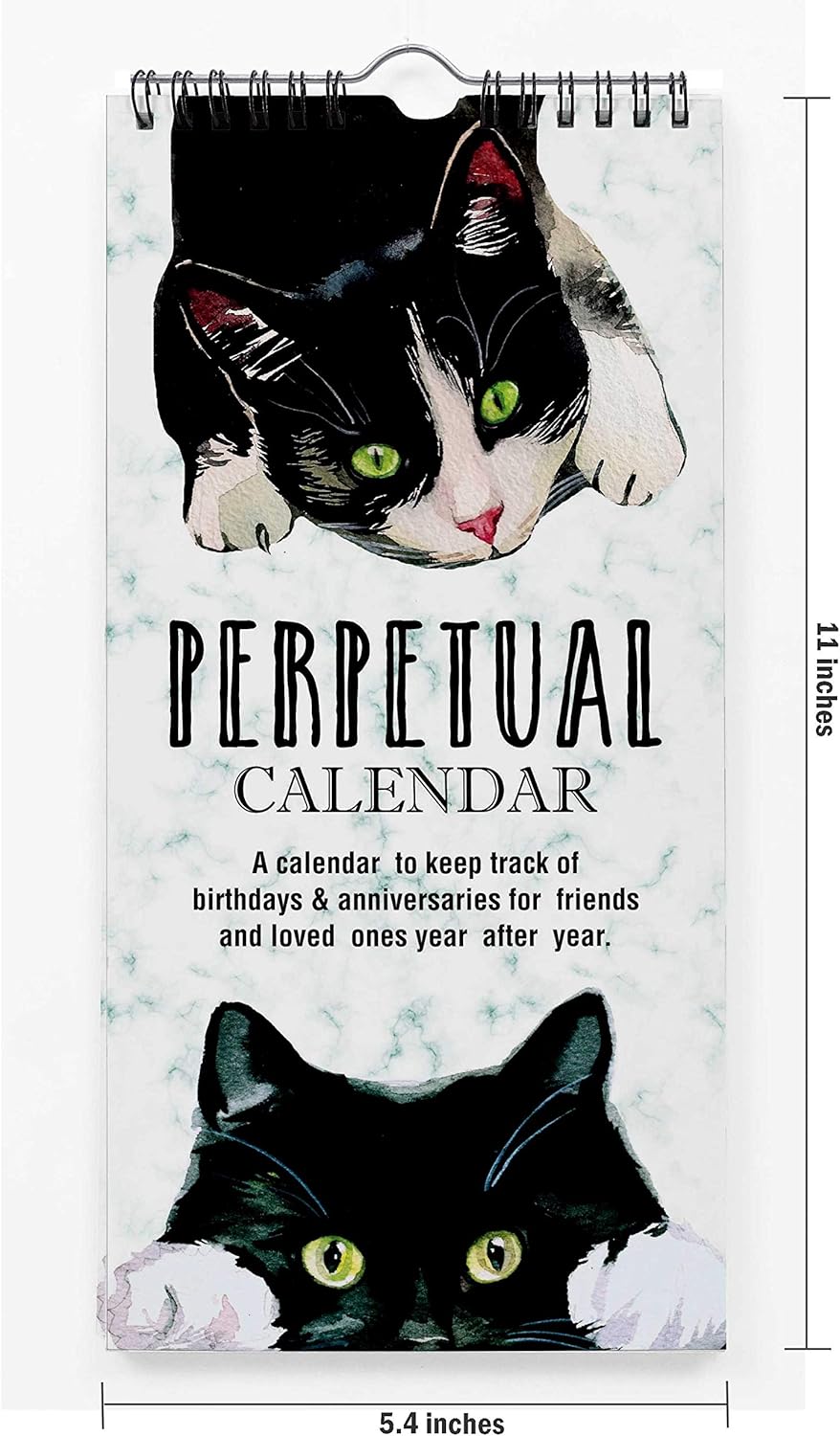 Inkdotpot Cat Rustic Perpetual Calendar Birthday Wall Hanging Anniversary Special Event Reminder Calendar Book Journal Stationary Wall Hanging Birthday Gift Card Planner Organizer - Image 4