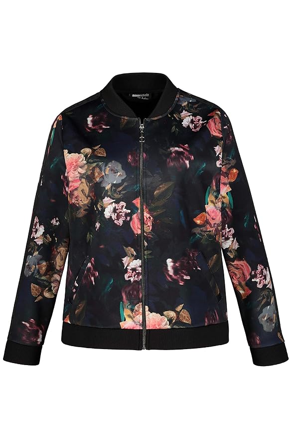 Ulla Popken Damen große Größen bis 60, Blouson in Wickeloptik, Hochwertige Qualität, Rosendruck, Exklusive Designer-Kollektio