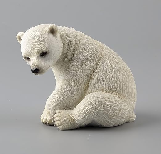 Amazon Com 4 25 Inch Polar Bear Cub Sitting Decorative Statue Figurine White Home Kitchen