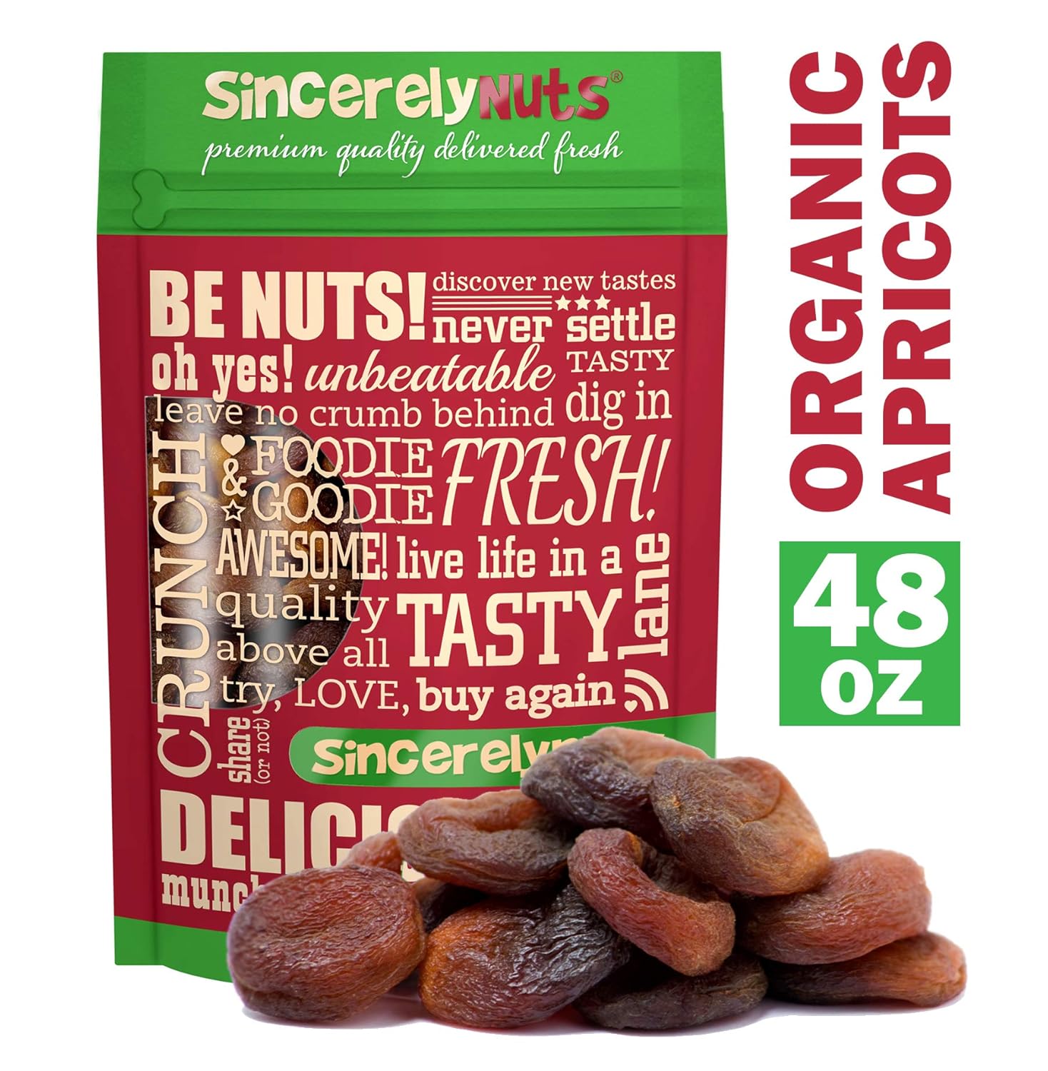 Sincerely Nuts Organic Certified Dried Turkish Apricots - Three LB Bag – All Natural - Unsweetened, Unsulfured & Whole - Rich in Nutrients - Kosher - Guaranteed Pleasure!